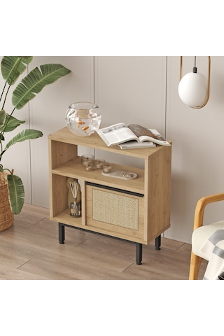 Robin Home Lidya Yan Sehpa Komodin Kapaklı Metal Ayaklı Uv Baskı