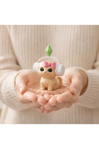 Mini Sims Viral Plumbob Kedi Biblo 13 Cm - 3d Tasarım Dekoratif Figür