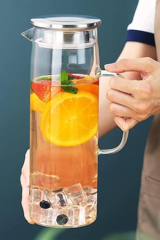 Kapris Metal Kapaklı Cam Sürahi 1300 Ml Sa6863