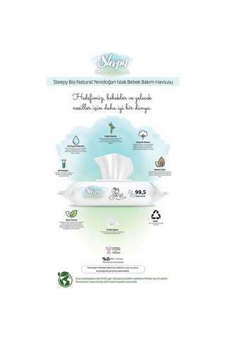Sleepy Islak Havlu Bio Natural 40'lı 12 Li Set 480 Yaprak Tekli