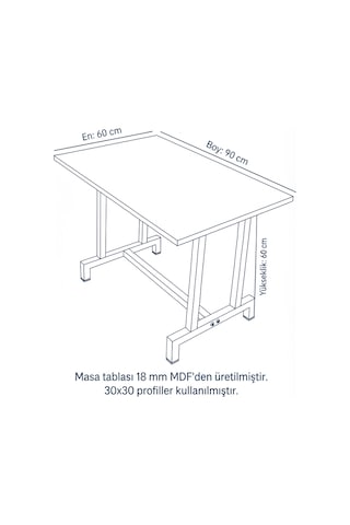 Neokas Balkon Masası, 60x90 Cm Bahçe Sehpası, Balkon Mobilyası Orta Masa Beyaz
