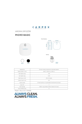 Carpex Micro Difüzör Koku Makinesi Siyah+Cute 50ml