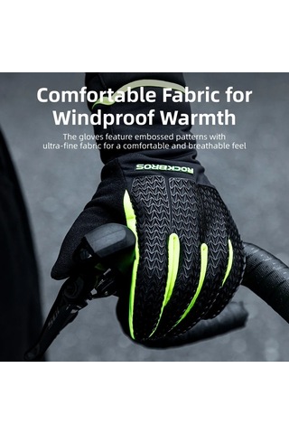 Rockbros S339 1 Çift Dokunmatik Ekran Pamuk Rüzgar Geçirmez Bisiklet Eldiveni