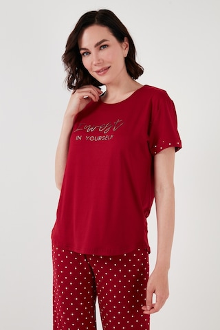 Lela Yumuşak Dokulu Bisiklet Yaka Bayan Pijama Takımı 6097605 Bordo