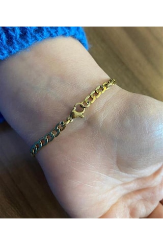Erkek Gold Renk 4 Mm Dalgalı Model Zincir Bileklik Gold