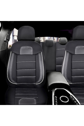 Renault Megane 4 Hb Araçlara Uyumlu Tam Takım Basic B Model Oto Koltuk Kılıfı Siyah-beyaz