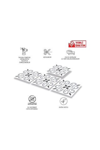 Tink Kendinden Yapışkanlı Geometrik 07 Desenli Pvc Karo, Yapışkanlı Fayans Kaplama, Fayans Çıkartması, Zemin Du Genel