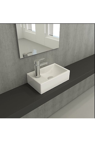 Bocchi Lavabo Milano Dar Sol 37 CM Parlak Beyaz 1418-001-0126