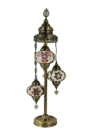 Salon Için Köşe Lambası, Şark Köşesi Aydınlatma Lambası, Mozaik Lambader 3'lü Lambader