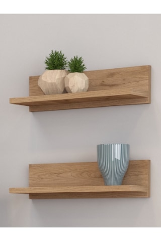 Umg Mobilya 2 Adet Duvar Rafı, Mutfak Rafı, Kitaplık Rafı, Baharatlık Rafı, Raf Meşe