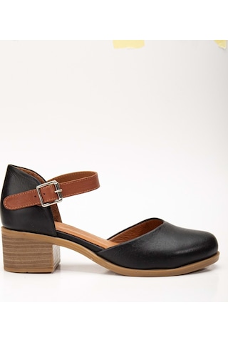 Analin Shoes Kadın Hakiki Deri Burnu Kapalı Bilekten Bağlı Sandalet Siyah