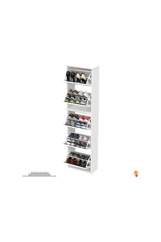 Modilayn Verve Asma Kapı Önü 52 X 194 X 26 Cm Lik 5 Düşer Kapak 10 Göz Bölmeli Ayakkabılık Antrasit - Beyaz