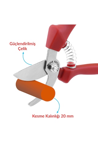 Budama Bağ Üzüm Makası Eğri Kırmızı 21 Cm
