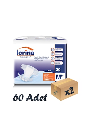 Lorina Tekstil Yüzeyli Bel Bantlı Yetişkin Hasta Bezi M 30'Lu 2 Paket 60 Adet