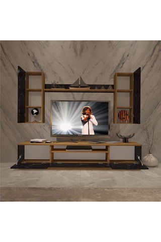 Decoraktiv Trio 5d Mdf Tv Ünitesi Tv Sehpası Pera - Siyah Mermer