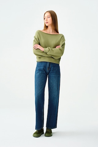 Loft Lf2037068 Kadın Wide Leg Nora Jean Pantolon Mıd Blue Wash