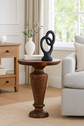 Doğal Meşe Masif Tekli Yan Sehpa Modern Mantar Sehpa Modeli Meşe