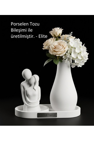 10cm Sevgili Biblo & 13cm Çiçek Vazosu - 17cm Tepsi - Üçlü Set 83254548