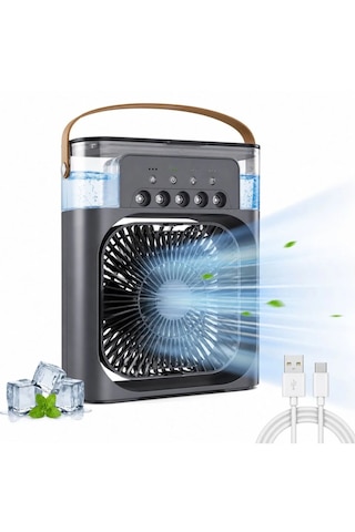 Bf-07 Taşınabilir Siyah Masa Üstü Rgb Led Işıklı Soğutucu Buzlu Fan