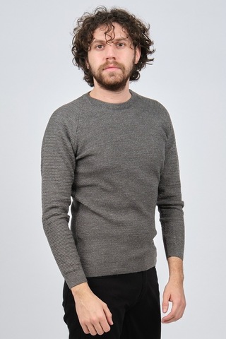 Çizgi Triko Erkek Bisiklet Yaka Slim Fit Kazak 42554259 Gri Gri