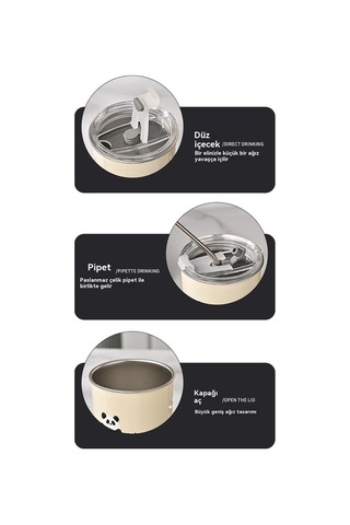 Pazly Panda Kapaklıpaslanmazçelik Hasır Fincan Büyük Beyaz Beyaz Bardak Aurora Zl Beyaz