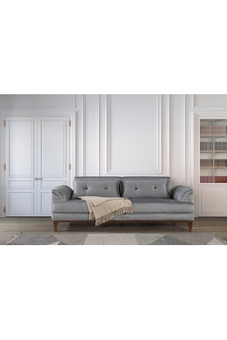 Madrid Yataklı Üçlü Kanepe Babyface Açık Gri