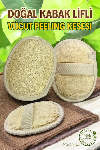 Em Amanos Beauty Oval Doğal Kabak Lifi Vücut Peeling Kesesi
