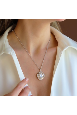 Okyanusun Kalbi Prenses Sky Diamond Gümüş Kolye Gümüş