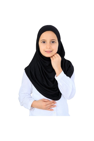 Modish Group Kız Çocuk Hazır Başörtüsü Pratik Penye Şal Tesettür Giyim Siyah
