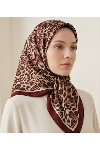 Leo Desen 90x90cm Organic Twill Eşarp/fular Kahverengi