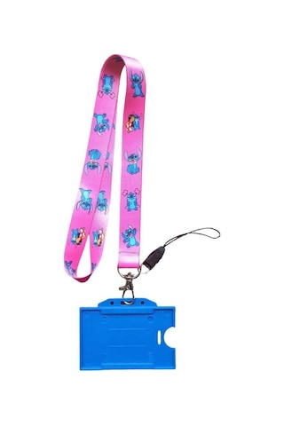 Lilo Ve Stitch Pembe Kart Askı Ipi Yaka Askı Ipi, Boyun Askı, Telefon Askı Aparatı, Mavi Kartlık