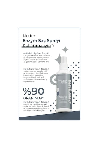 Enzym Cosmetics Hassas Saç Derisi Ve Kepekli Saçlara Özel Kepek Önleyici Sprey 200 ML