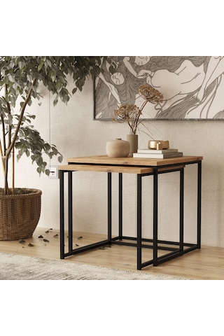Robin Home Atlantis 2'Li Büyük Metal Zigon Seti Sehpa Takımı As8-