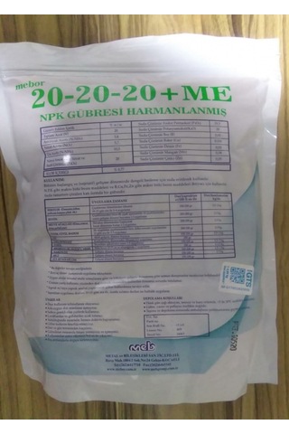 Meb Mebor 20 20 20 Harmanlanmış Npk Gübresi 1 KG. Azot. Fosfor.