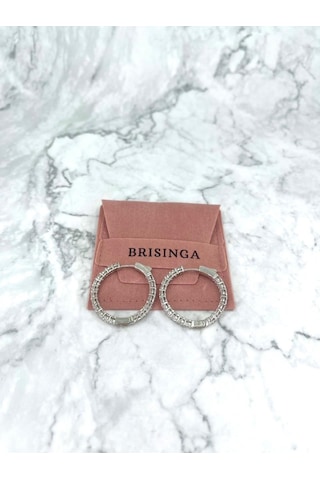 Beyaz Taşlı Halka Iı İthal Gümüş Küpe-991 Silver