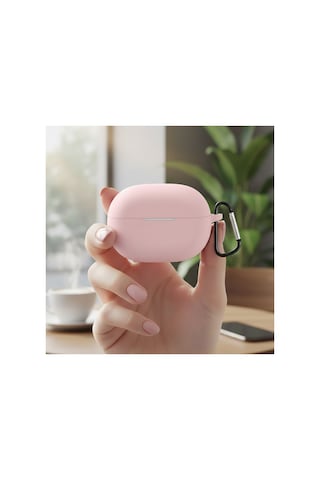 Huawei Freebuds Pro 5 Kılıf Askı Aparatlı Mat Silikon Pembe