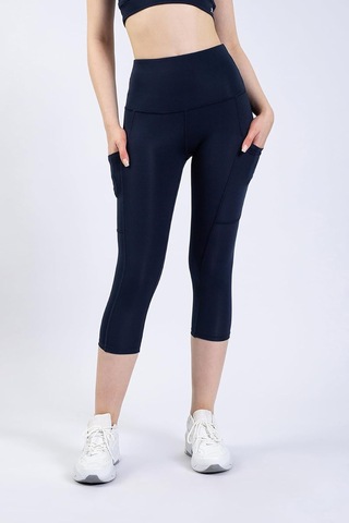 Tr Snc Kadın Yüksek Bel Kapri Yoga Tayt, Polyester Spandeks, Toparlayıcı Özellikli, Cepli, Siyah, Spor Ve Günlük Altın