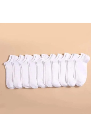 Garanti Çorap Düz Beyaz Unisex Patik 5 Li Koyu Beyaz