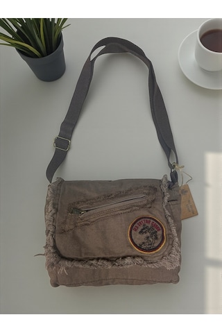 Old Cotton Cargo Vintage Küçük Salaş Unisex Günlük Çapraz Postacı Çantası S Boy 26x20cm Kahverengi