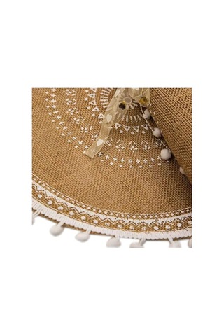 Ulzyvf Yuvarlak Top Seti Servis Örtüleri Masa Kahverengi&beyaz Jüt Dokuma Boho Beyaz Amerikan 4'lü, Tq Kahverengi - beyaz