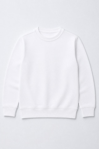 Eray Alp Kids Unisex Çocuk Beyaz Basic Sweatshirt Günlük Rahat Kombin
