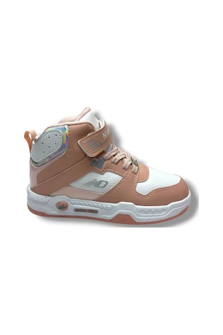 Ndrops 021-26 Deri Cırt Bantlı Çocuk Spor Bot Pudra Beyaz 31-35 Pudra