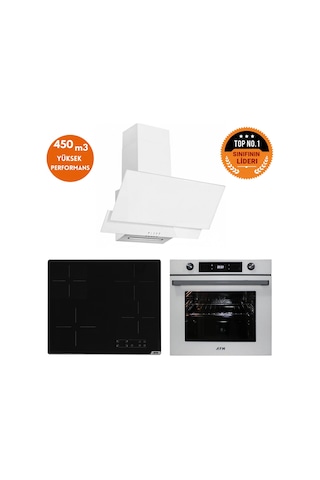 AFM Tech Hira FM3301 + V6-04 + FM7701 Beyaz Dijital Ankastre Set