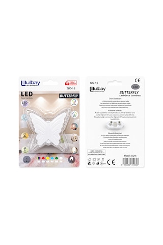 10 Adet Kelebek Led Gece Lambası Gc-15 5570 Çok Renkli