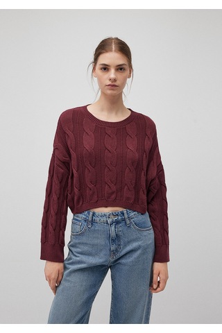Mavi - Bisiklet Yaka Bordo Kazak 1710477-70415 Bordo