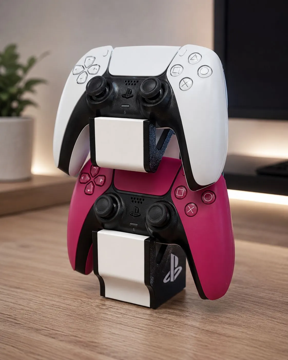 Ps5 Dualsense 2 Li Oyun Kolu Standı Masaüstü Gamepad Tutucu Beyaz - Siyah