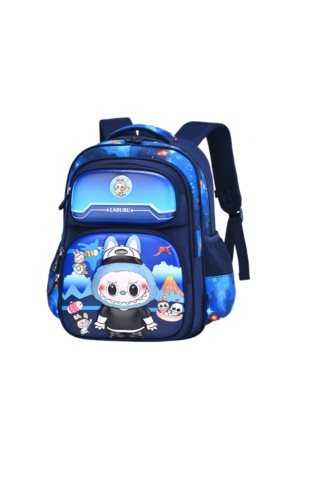 Rabobo İlköğretim Öğrencileri İçin Karikatür Okul Çantası-mavi