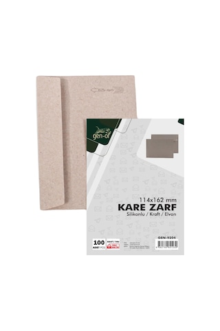 Gen-of Kraft Kare Mektup Zarfı 114x162 Mm 70 Gr Silikonlu 100 Lü