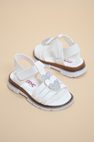 Şirin Genç Ortopedik Kalpli Beyaz Kız Çocuk Sandalet-1696 Beyaz