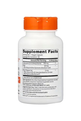Doctor's Best High Absorption Coenzyme Ubiquinone Coq10 Plus Pqq Brain & Cognitive 60 Veggie Caps